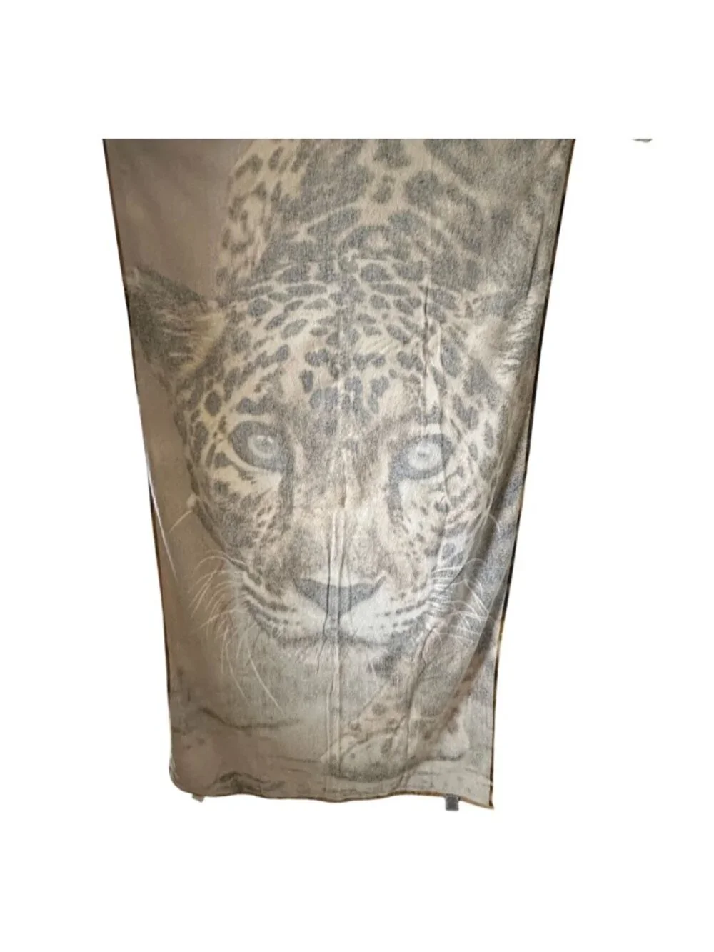 Vintage 90s Hilasal Leopard Beach Towel Blanket Cotton Big Cat Print 36x60